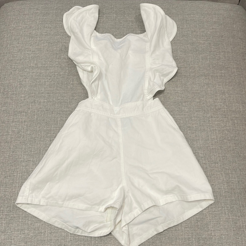 White jean romper